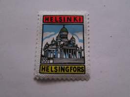 Helsinki -Helsingfors -kangasmerkki / matkailumerkki / hihamerkki / badge -pohjaväri valkoinen