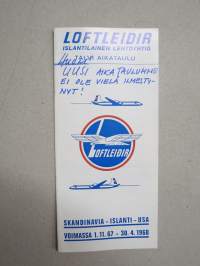 Loftleidir - Islantilainen lentoyhtiö, Talviaikataulu Skandinavia-Islanti-USA 1.11.1967-30.4.1968