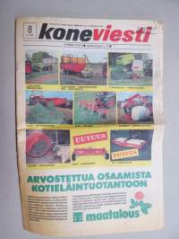 Koneviesti 1992 nr 8, 8.5.1992, Bauma rakennuskonenäyttely, Kotiseosrehu, Sahalaitos Wood-Mizer, Wille 3, PBiodiesel, Lämpötaltio, Eurokuntoon, ym.