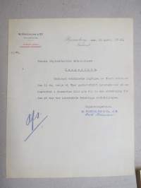 W. Rosenlew & Co Ab - Finska Sågbladsfabriks Ab, 4.1.1922 -asiakirja, allekirjoitus Carl von Troil