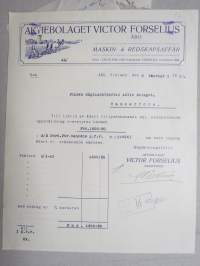 Victor Forselius Ab - Suomen Sahanterätehdas Oy, Tampere, 6.2.1922 -asiakirja