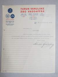 Turun Vanuliike - Abo Vaddaffär - Littoinen Oy, 23.12.1938 -asiakirja, allekirjoitus Aline Grönberg