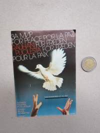 Rauhan puolesta, vasemmistolainen 1970-luvun tuki- ja solidaarisuus- / varainkeruumerkki -liimamerkki