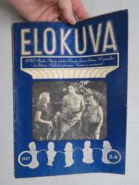 Elokuva (Elokuva-Teatteri - Suomen Kinolehti) 1947 nr 3-4, kansikuva Johnny Weissmüller, elokuvateatterien omistajille ja filmien vuokraajille suunnattu julkaisu