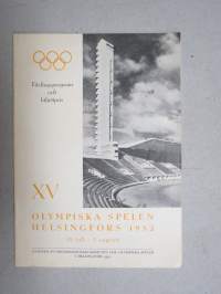 XV Olympiska spelen Helsingfors 1952 - Tävlingsprogram och biljettpris