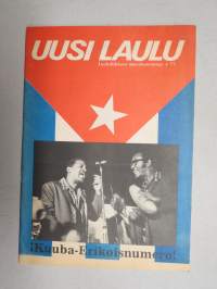 Uusi Laulu 1975 nr 1, poliittisen, vasemmistolaisen  laululiikkeen kannattaja, Kuuba-erikoisnumero, Todo por la reform agraria, Fusil contra fusil, Martin Rojas, ym.