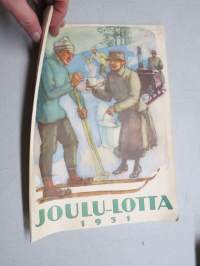 Joulu-Lotta 1931, kirjoittajina mm. Helmi Krohn, Kai Donner, Laura Soinne, taideliite mukana - Lotta-Svärd joululehti