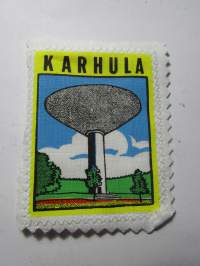 Karhula -kangasmerkki / matkailumerkki / hihamerkki / badge -pohjaväri valkoinen