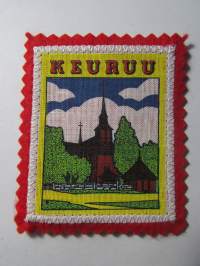 Keuruu -kangasmerkki / matkailumerkki / hihamerkki / badge -pohjaväri punainen