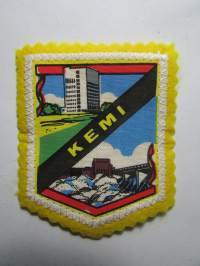 Kemi -kangasmerkki / matkailumerkki / hihamerkki / badge -pohjaväri keltainen