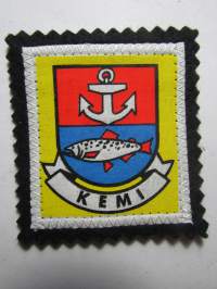 Kemi -kangasmerkki / matkailumerkki / hihamerkki / badge -pohjaväri musta