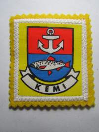 Kemi -kangasmerkki / matkailumerkki / hihamerkki / badge -pohjaväri keltainen