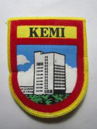 Kemi -kangasmerkki / matkailumerkki / hihamerkki / badge -pohjaväri keltainen