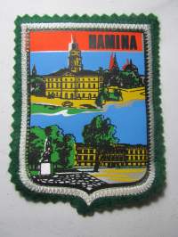Hamina -kangasmerkki / matkailumerkki / hihamerkki / badge -pohjaväri vihreä
