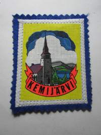 Kemijärvi -kangasmerkki / matkailumerkki / hihamerkki / badge -pohjaväri sininen