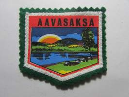 Aavasaksa -kangasmerkki / matkailumerkki / hihamerkki / badge -pohjaväri vihreä