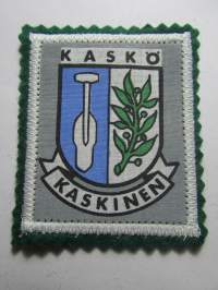 Kaskö -Kaskinen -kangasmerkki / matkailumerkki / hihamerkki / badge -pohjaväri vihreä