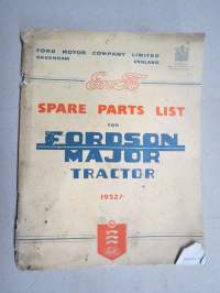 Fordson EnFo Spare Parts List for Fordson Major Tractor 1952/-, traktori, alkuperäinen varaosaluettelo