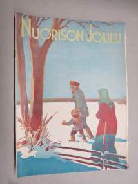 Nuorison Joulu 1936 -joululehti, Kuvittanut Hugo Trentzsch, Väinö Hakala, U.W. Walakorpi, Joulu Amerikassa, Takakansi 