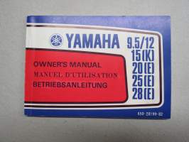 Yamaha 9.5/12, 15 (K), 20 (E), 25 (E), 28 (E) outboard motor -owner´s manual / manuel d´utilization / Betriebsanleitung