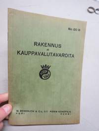 Rakennus- ja kauppavalutavaroita - W. Rosenlew & Co Ab, Porin Konepaja luettelo nro 120 B, liedet, hellat, kamiinat, uuninluukut, luukut, silitysraudat yms.
