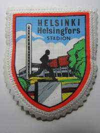 Helsinki -Helsingfors -stadion -kangasmerkki / matkailumerkki / hihamerkki / badge -pohjaväri valkoinen