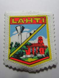 Lahti -kangasmerkki / matkailumerkki / hihamerkki / badge -pohjaväri valkoinen