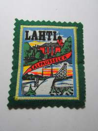 Lahti Salpausselkä -kangasmerkki / matkailumerkki / hihamerkki / badge -pohjaväri vihreä