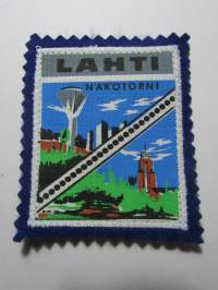 Lahti Näkötorni -kangasmerkki / matkailumerkki / hihamerkki / badge -pohjaväri sininen