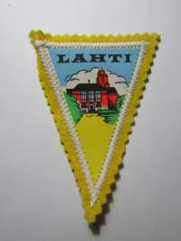 Lahti -kangasmerkki / matkailumerkki / hihamerkki / badge -pohjaväri sininen