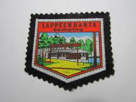Lappeenranta camping -kangasmerkki / matkailumerkki / hihamerkki / badge -pohjaväri musta
