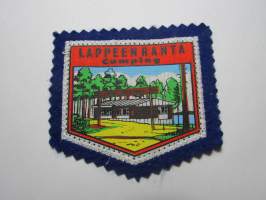 Lappeenranta camping -kangasmerkki / matkailumerkki / hihamerkki / badge -pohjaväri sininen