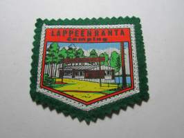 Lappeenranta camping -kangasmerkki / matkailumerkki / hihamerkki / badge -pohjaväri vihreä