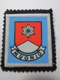 Muonio -kangasmerkki / matkailumerkki / hihamerkki / badge -pohjaväri musta