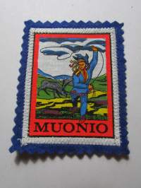 Muonio -kangasmerkki / matkailumerkki / hihamerkki / badge -pohjaväri sininen