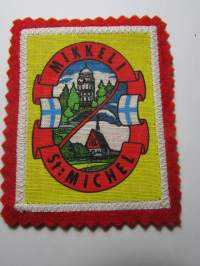 Mikkeli St:Michel -kangasmerkki / matkailumerkki / hihamerkki / badge -pohjaväri punainen