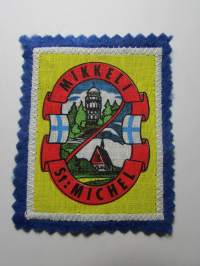 Mikkeli St:Michel -kangasmerkki / matkailumerkki / hihamerkki / badge -pohjaväri sininen