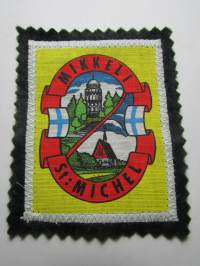 Mikkeli St:Michel -kangasmerkki / matkailumerkki / hihamerkki / badge -pohjaväri musta