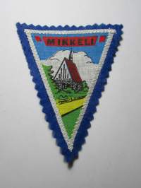 Mikkeli -kangasmerkki / matkailumerkki / hihamerkki / badge -pohjaväri sininen