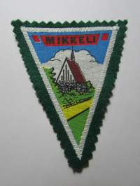 Mikkeli -kangasmerkki / matkailumerkki / hihamerkki / badge -pohjaväri vihreä