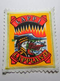 Lappi Lappland -kangasmerkki / matkailumerkki / hihamerkki / badge -pohjaväri valkoinen