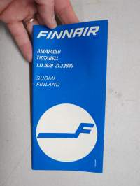 Finnair aikataulu / tidtabell Suomi Finland ulkomaan -kotimaan liikenne 1.11.1979-31.3.1980 -aikataulut