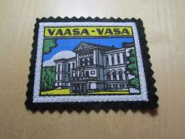 Vaasa-Wasa -kangasmerkki / matkailumerkki / hihamerkki / badge -pohjaväri musta