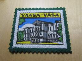 Vaasa-Wasa -kangasmerkki / matkailumerkki / hihamerkki / badge -pohjaväri vihreä