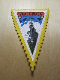 Vaasa-Wasa -kangasmerkki / matkailumerkki / hihamerkki / badge -pohjaväri keltainen