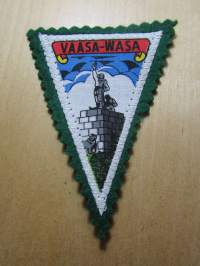 Vaasa-Wasa -kangasmerkki / matkailumerkki / hihamerkki / badge -pohjaväri vihreä
