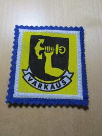 Varkaus -kangasmerkki / matkailumerkki / hihamerkki / badge -pohjaväri sininen