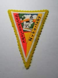 Nykarleby -Uusikarlepyy -kangasmerkki / matkailumerkki / hihamerkki / badge -pohjaväri keltainen