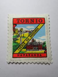 Tornio Haparanda -kangasmerkki / matkailumerkki / hihamerkki / badge -pohjaväri valkoinen