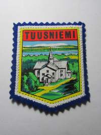 Tuusniemi -kangasmerkki / matkailumerkki / hihamerkki / badge -pohjaväri sininen